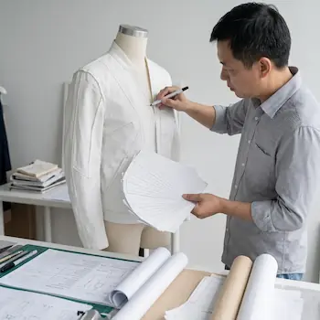 Página inicial produção de amostras de roupas