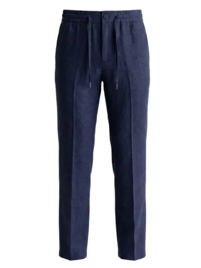 Pantalones de lino de corte recto con cordón para hombre 100% | Fabricante de ropa masculina