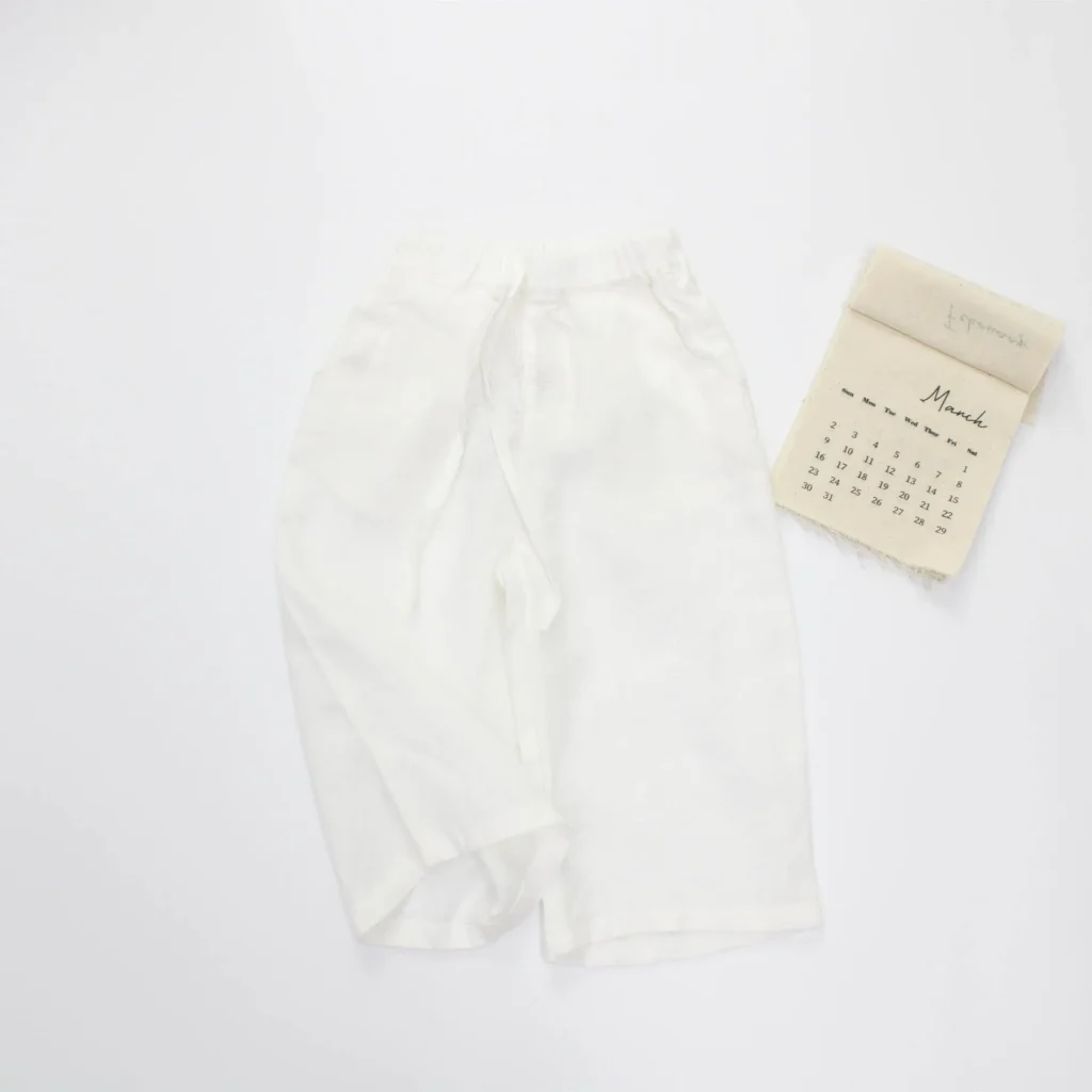 Pantalones unisex de lino lavado de corte ancho para niños | Fabricante de ropa infantil