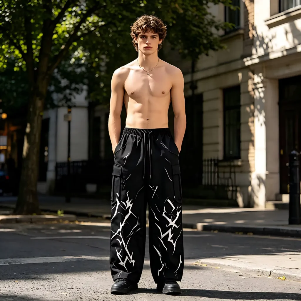men's printed cargo pants | multi pocket streetwear supplier