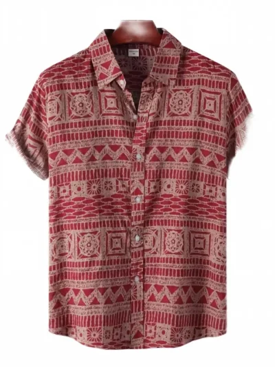 men's bohemian print short sleeve shirt | resort wear supplier