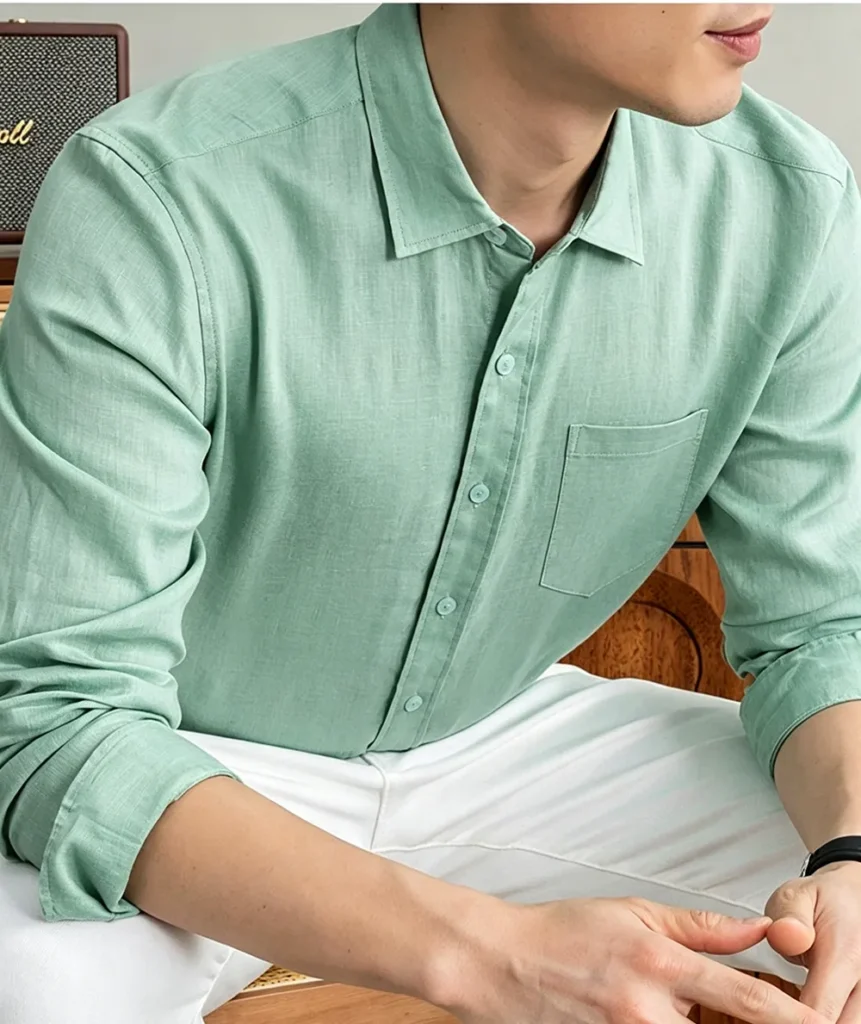 men's linen cotton twill shirt | long sleeve casual supplier