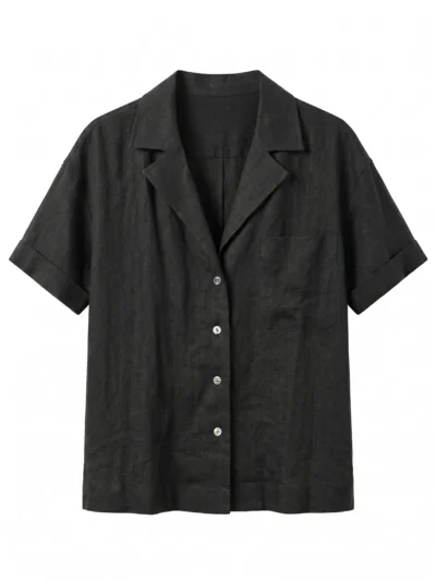 women's linen polo collar shirt | minimalist casual supplier