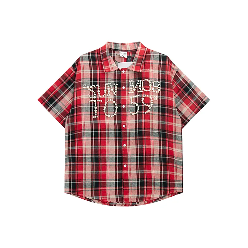 Chemise en flanelle Ă carreaux oversize, effet dĂ©lavĂ© acide vintage, avec dĂ©tails en perles et strass | Fabricant de vĂȘtements streetwear Chemise en flanelle Ă carreaux oversize, effet dĂ©lavĂ© acide vintage, avec dĂ©tails en perles et strass | Fabricant de vĂȘtements streetwear