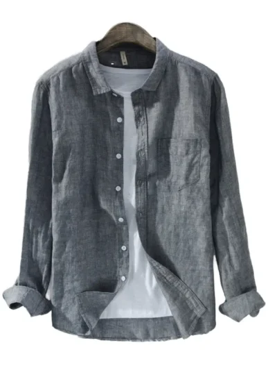 men's linen cotton shirt | long sleeve business casual supplier