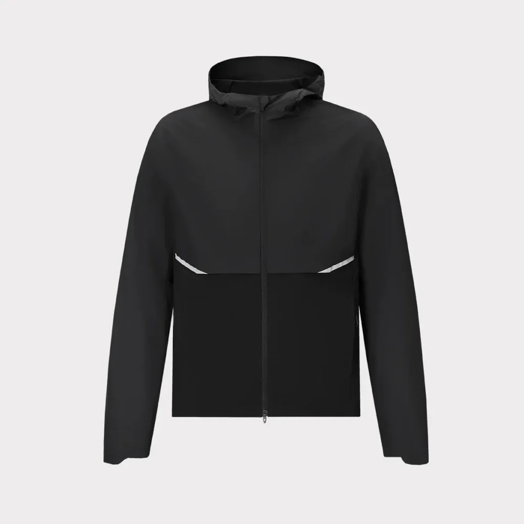Jaqueta bomber com capuz de viscose com proteção UV | fornecedor de roupas para atividades ao ar livre