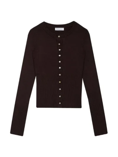 women's ribbed knit long sleeve two piece sweater set | private label knitwear manufacturer