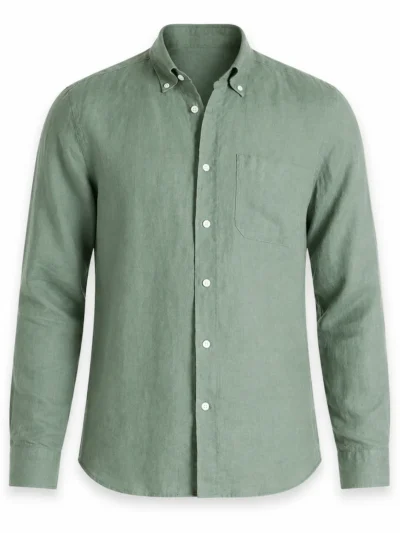 men's linen long sleeve shirt | breathable woven casual supplier