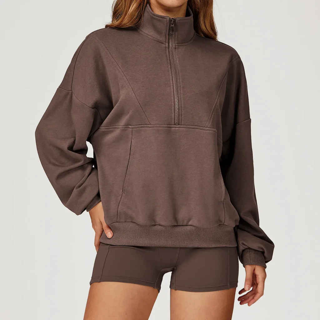 oversized zip hoodie | casual activewear sweatshirt supplier