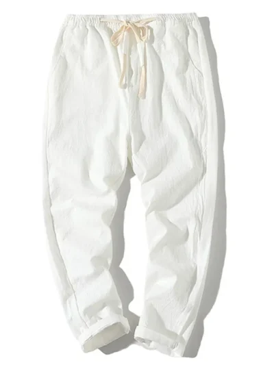 men's cotton linen slim fit cropped trousers | casualwear manufacturer
