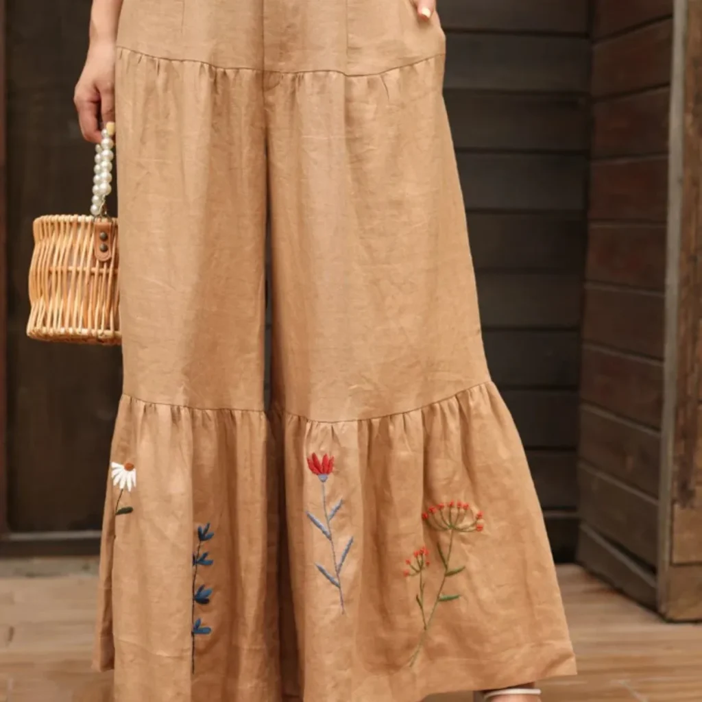 women's linen cropped sleeveless top & wide leg pants set | private label manufacturer