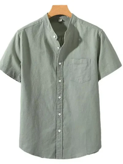 men's linen cotton mandarin collar shirt | relaxed casual supplier