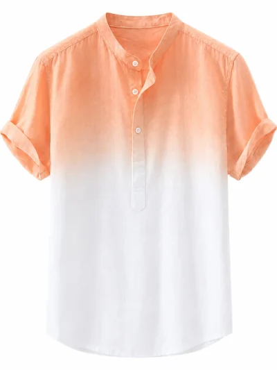 linen cotton blend v neck shirt | gradient resort wear supplier