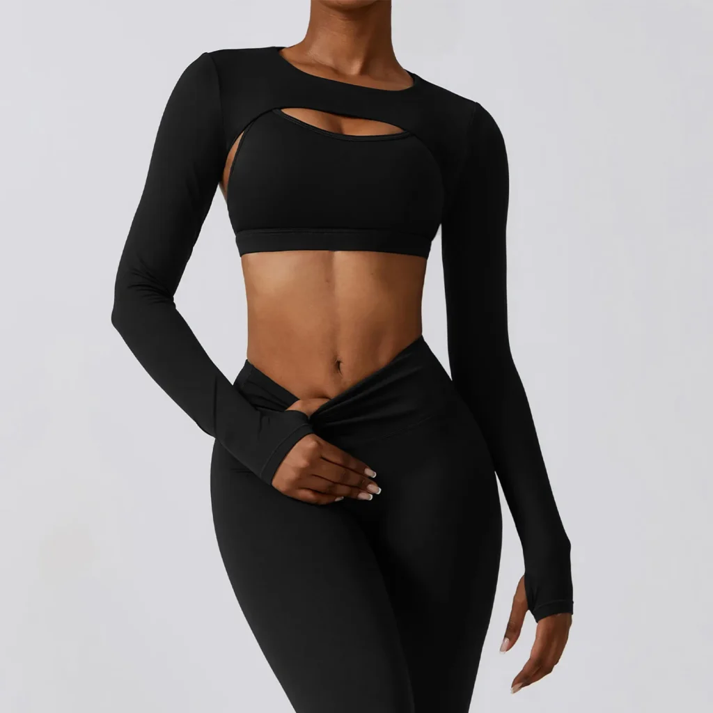 3 piece yoga activewear set with jacket & leggings | fitness wear supplier