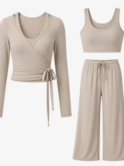 women's y2k 3 piece activewear set with jacket & flare leggings | custom supplier