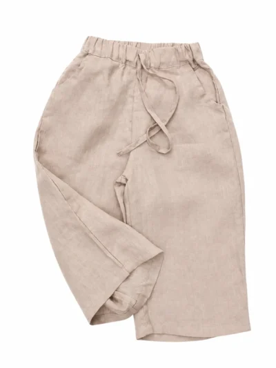 Pantalones unisex de lino lavado de corte ancho para niños | Fabricante de ropa infantil
