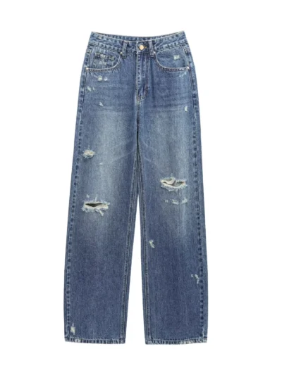 women's high rise ripped cropped jeans | vintage distressed denim supplier