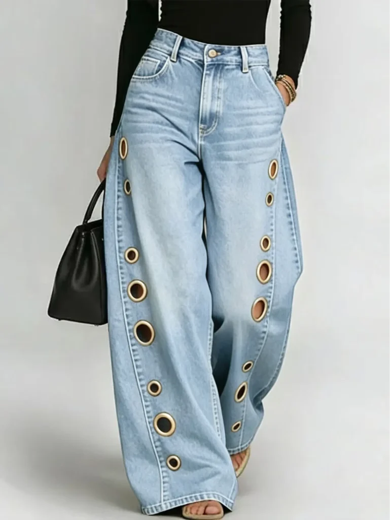 women's high rise wide leg jeans | vintage washed denim supplier