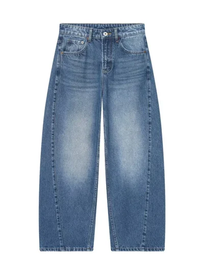 women's mid rise barrel jeans | vintage washed denim supplier