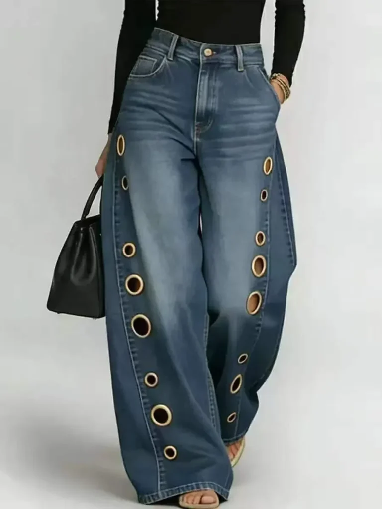 women's high rise wide leg jeans | vintage washed denim supplier