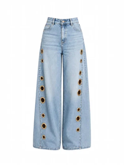 women's high rise wide leg jeans | vintage washed denim supplier