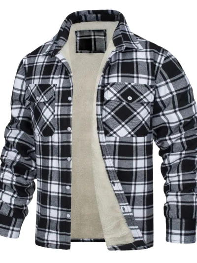 Veste en flanelle doublée de sherpa pour homme | Fournisseur de vêtements d'extérieur décontractés sous marque propre