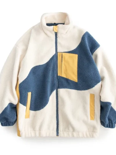 Veste en polaire sherpa à blocs de couleur pour homme | Fournisseur de vêtements d'extérieur décontractés sous marque de distributeur
