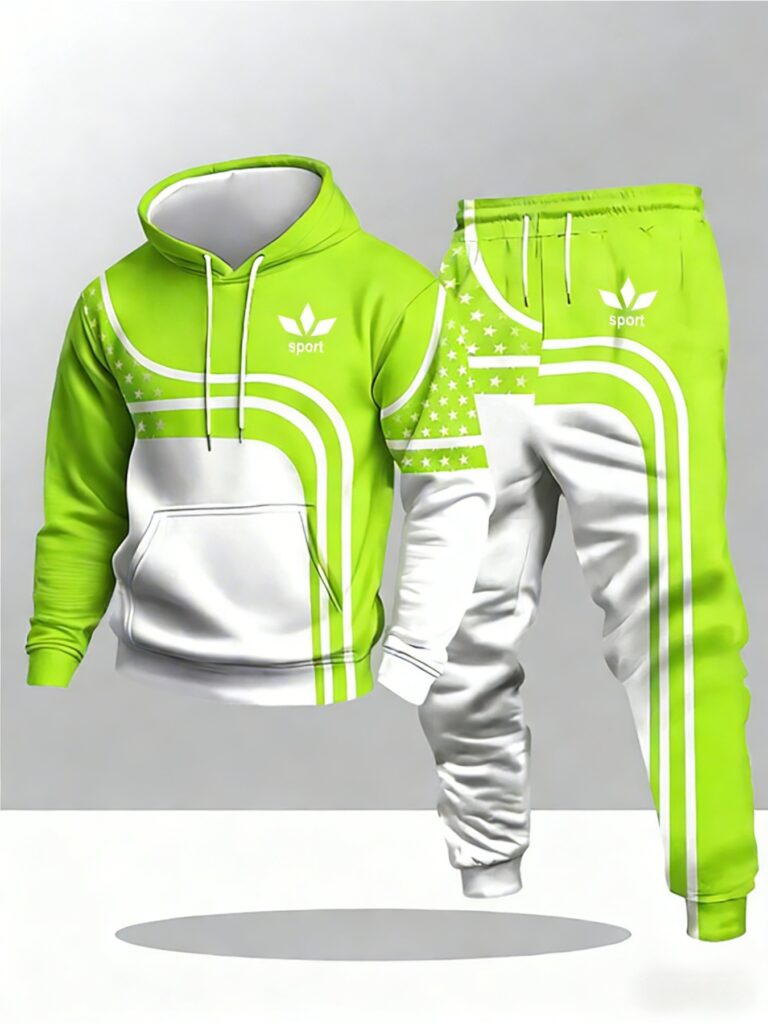 men's color block rhinestone hoodie jogger set | fashion sportswear supplier