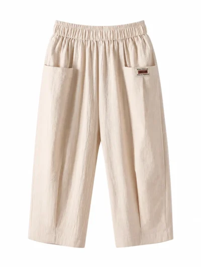 Pantalones capri de algodón y lino para mujer, de corte holgado y cónico | Fabricante de ropa informal