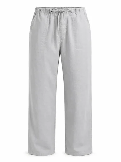 Pantalones de trabajo de lino de talle medio y corte recto para hombre | Fabricante de ropa informal